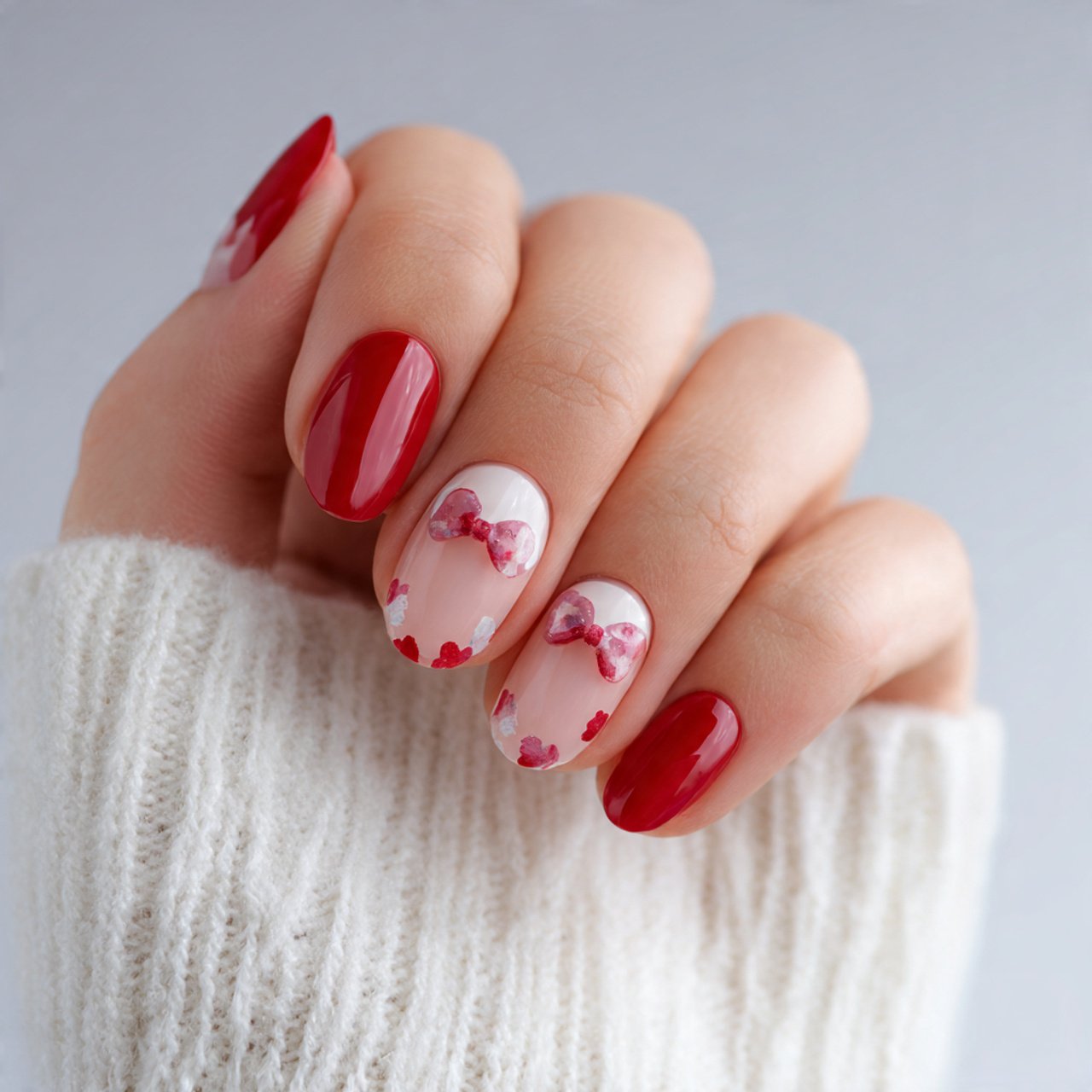 tiny heart or bow accent nails creative looks nail