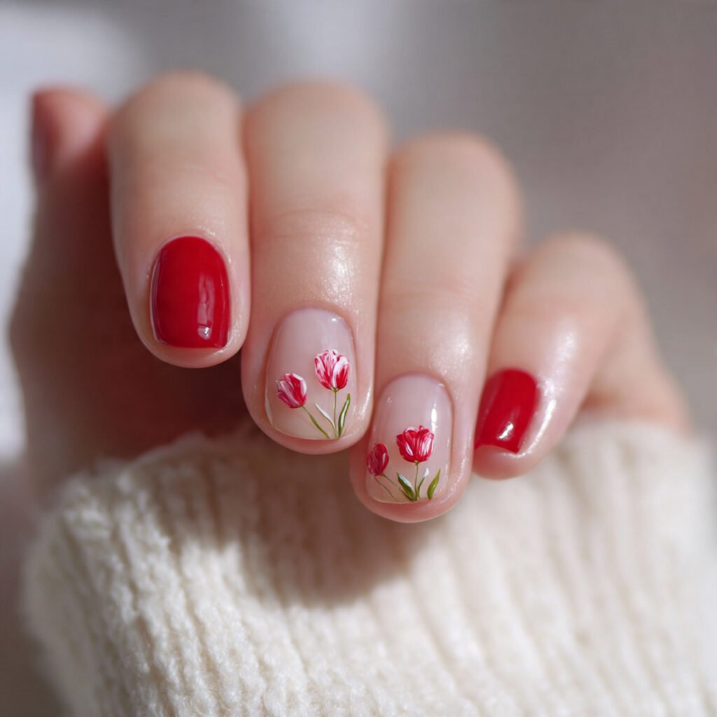 tiny tulip accent nails