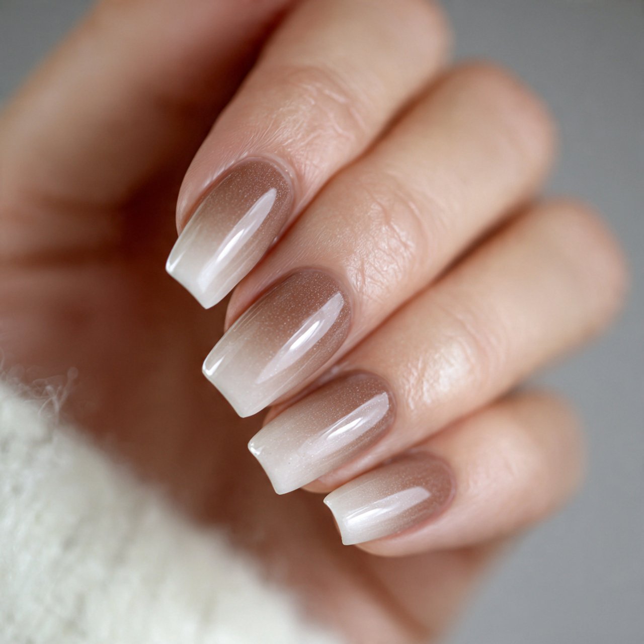 tonal beige ombre natural look nails