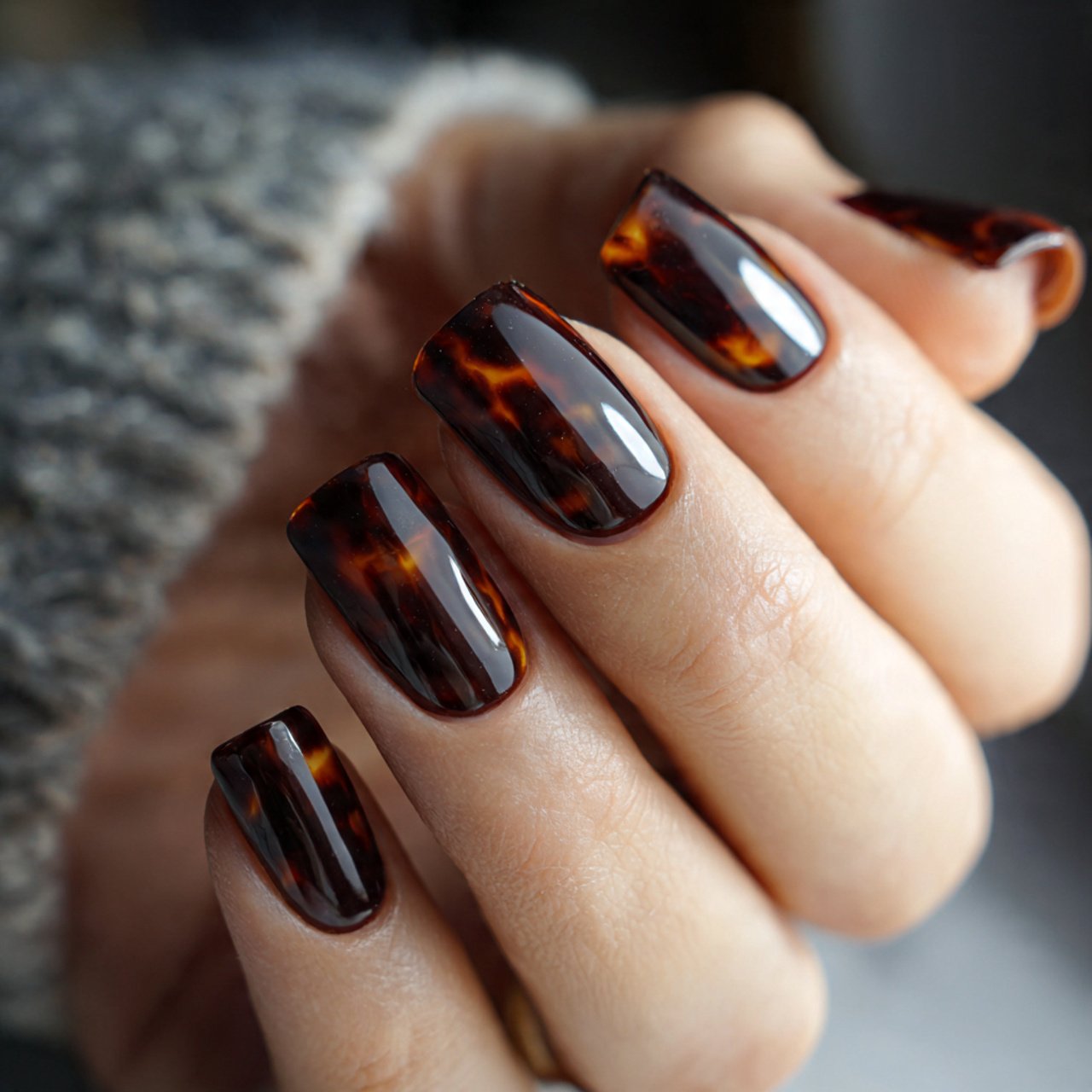 tortoiseshell dark brown nails beautiful nails