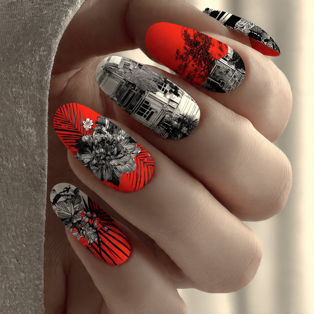 tropical floral accent nails attractive nails