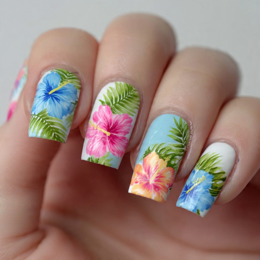 tropical floral summer nail art nails 1 1