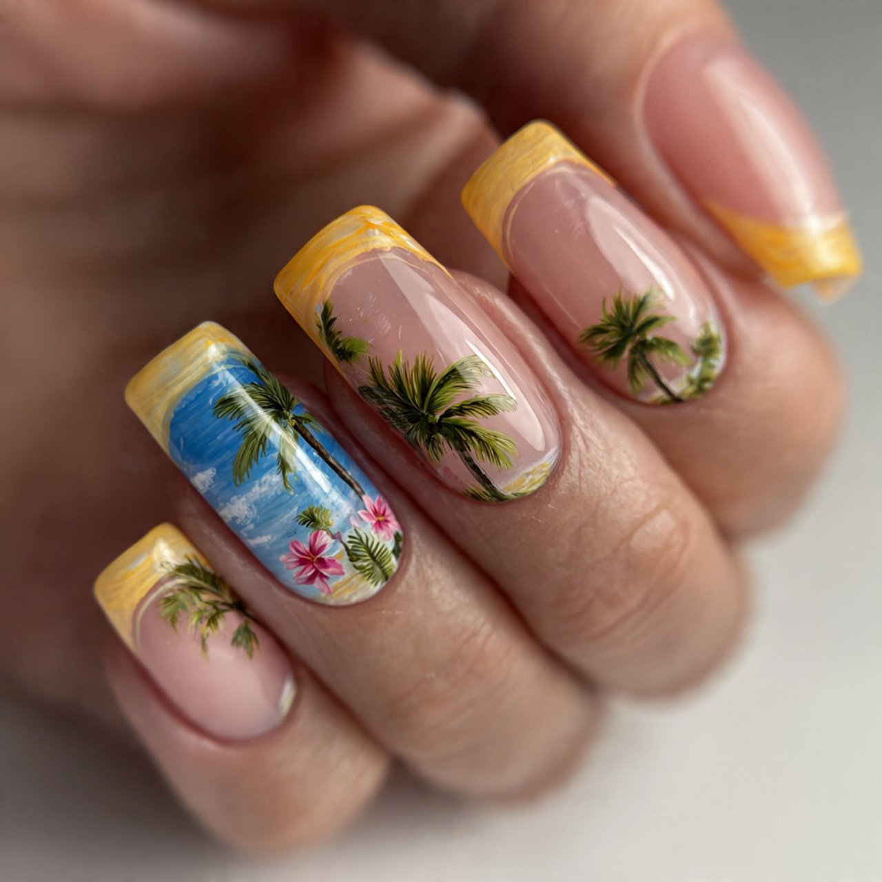 tropical french tip florida nails
