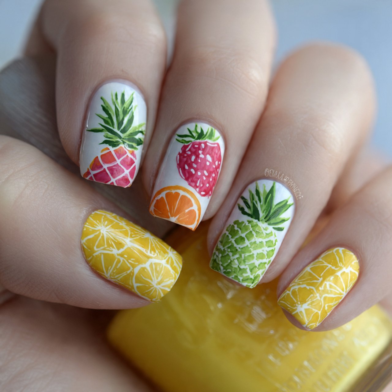 Nails Inspiration Summer: 15 Fresh, Stylish Nail Ideas for a Polished Seasonal Look 15 tropical fruit accent nails attractive nails
