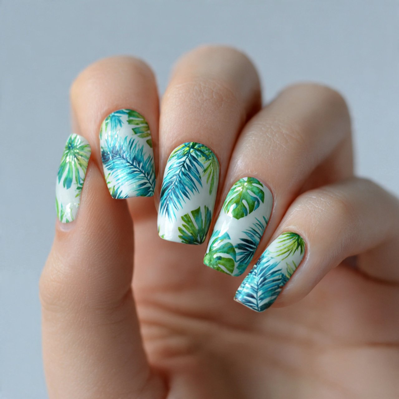 tropical palm leaves nails attractive nails