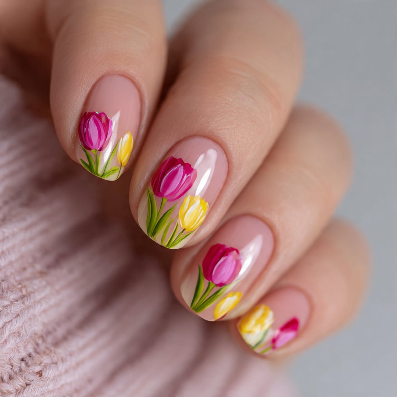 tulip accent spring nails