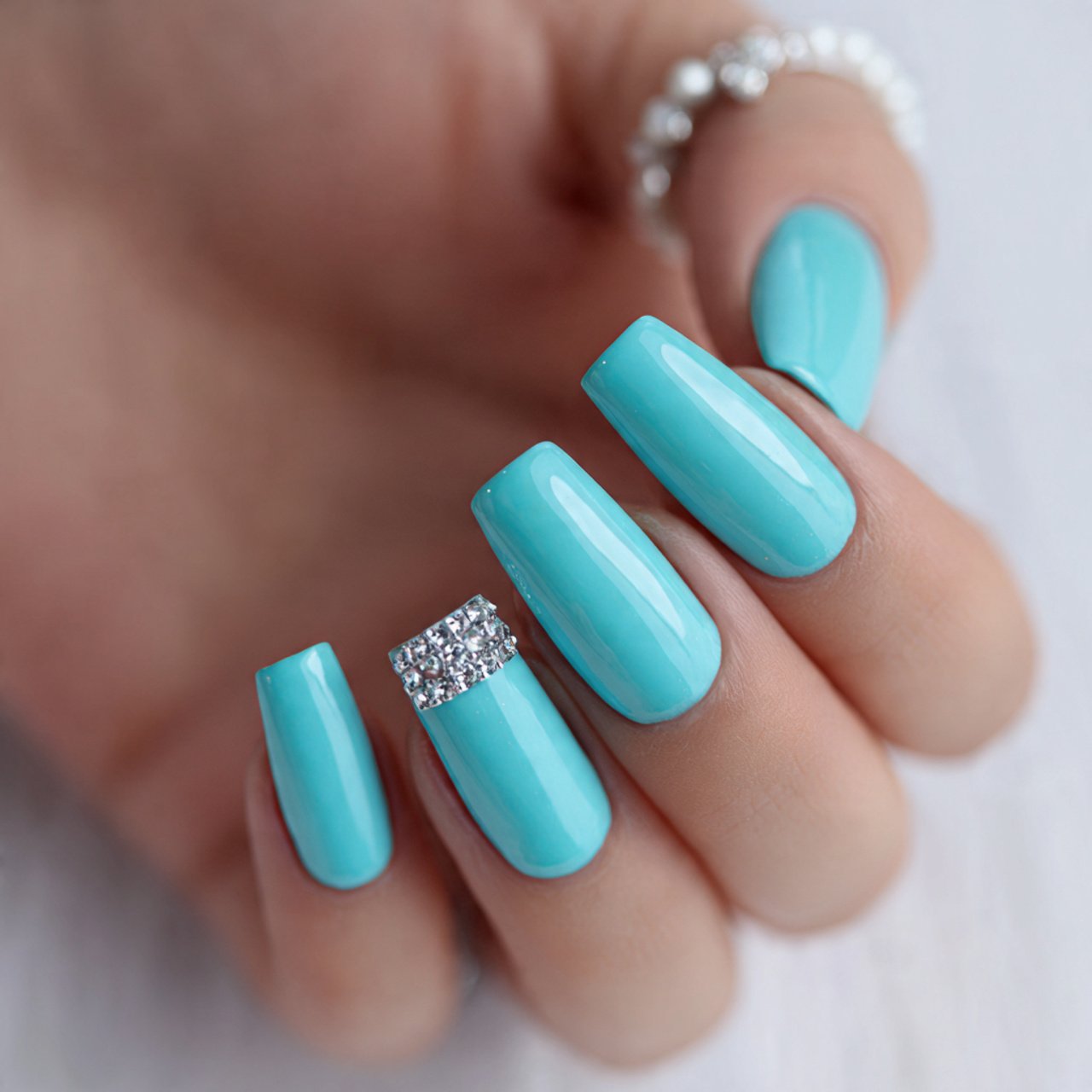 turquoise summer gel nails