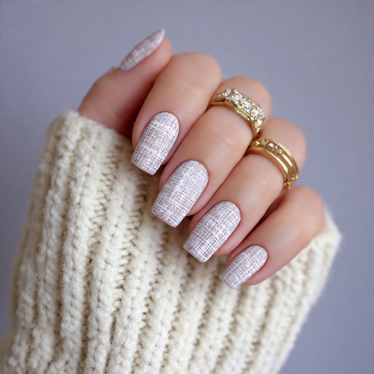 tweed inspired neutral press on nails excellent co