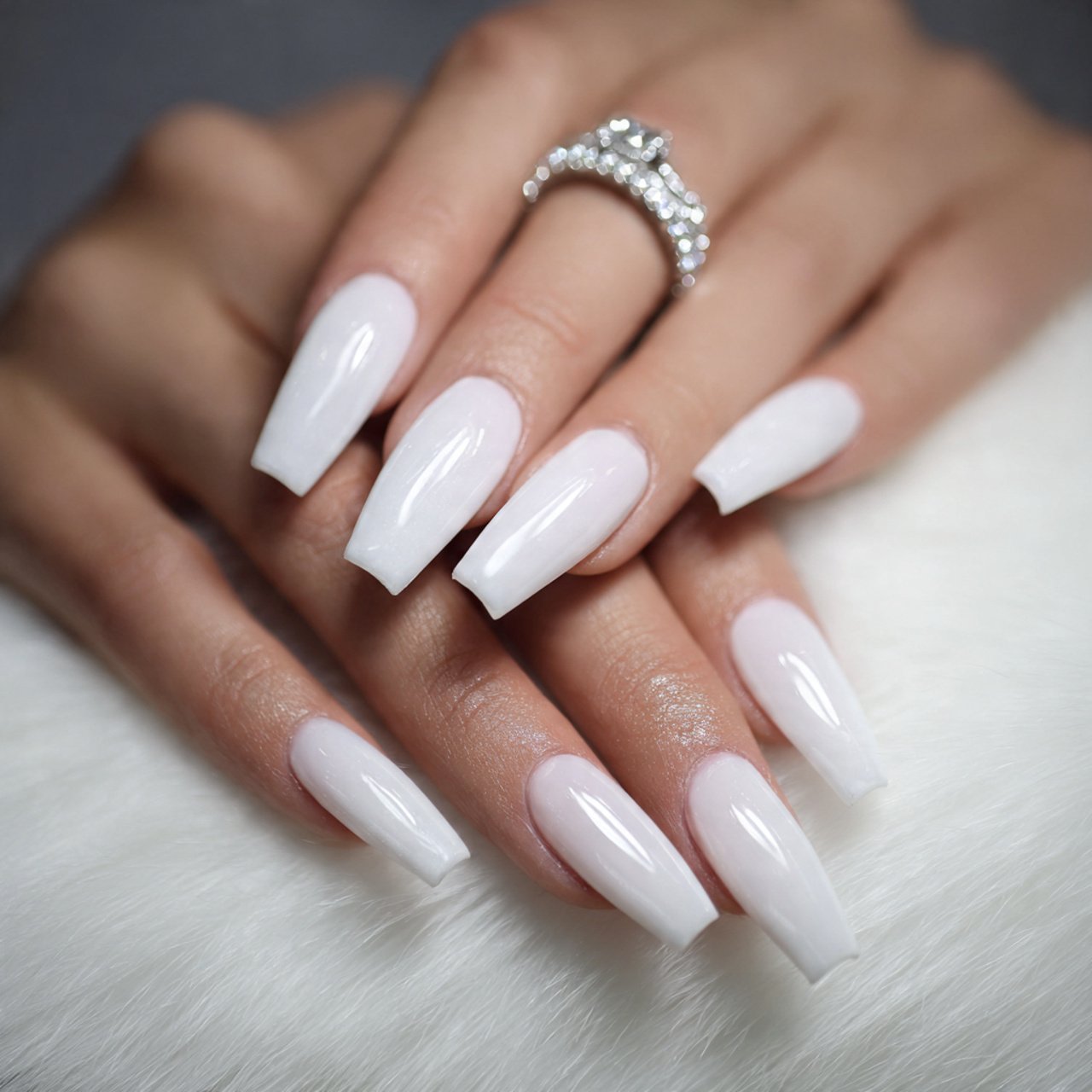 white coffin nails flawless nails