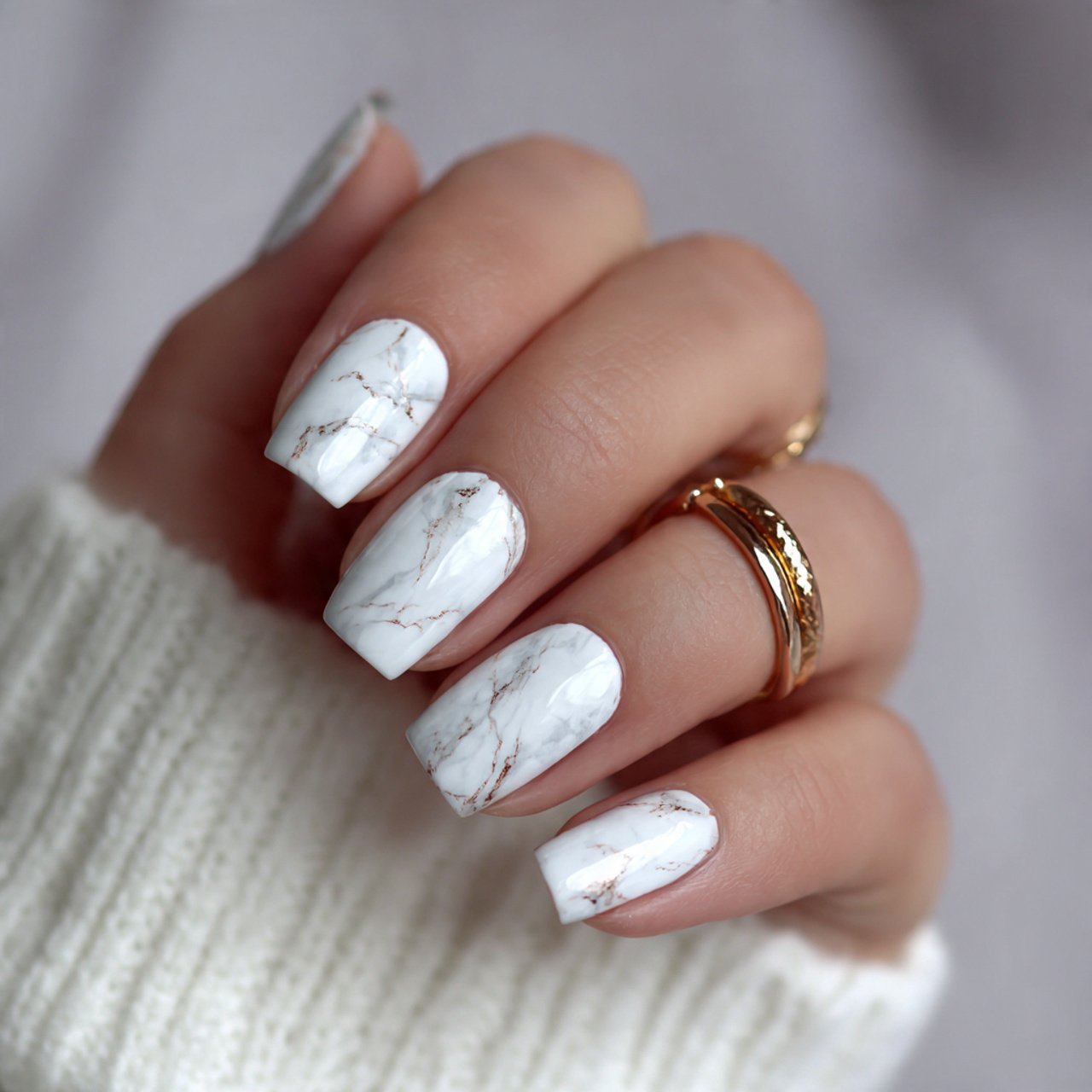 white marble accent nails attractive nails
