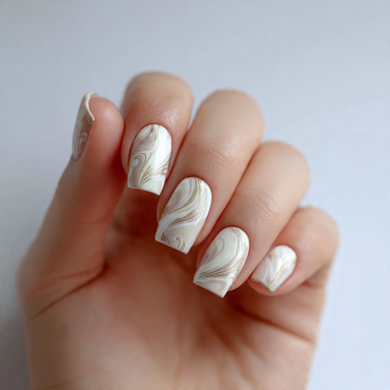 white swirl nails
