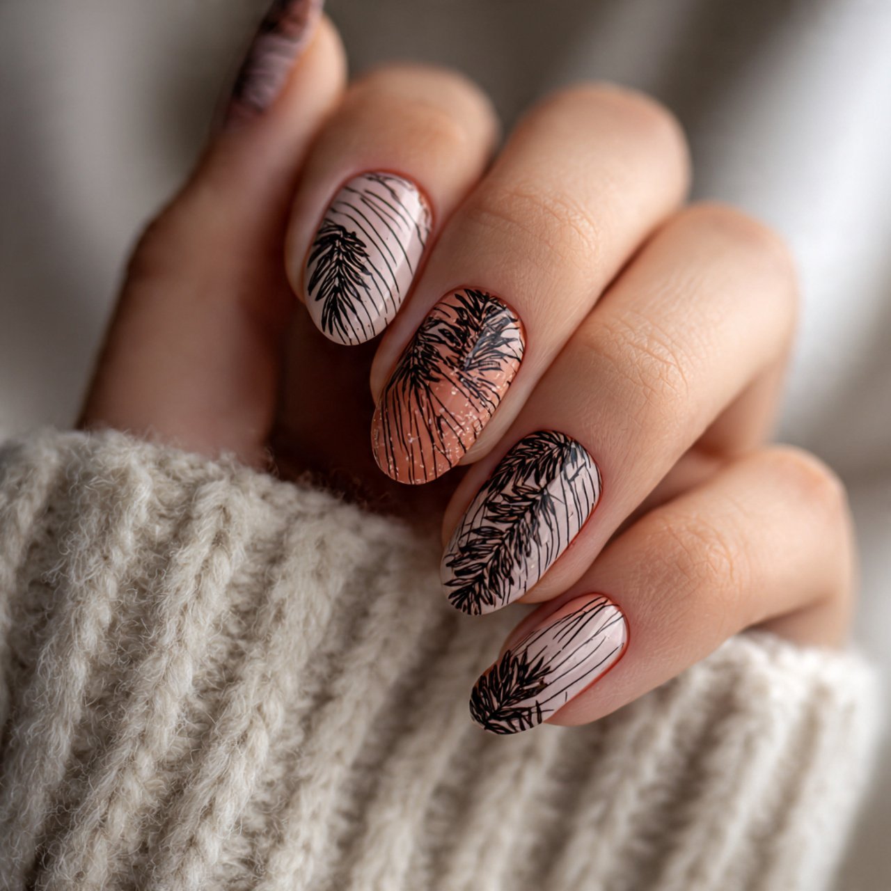 with stripes nature look background nails