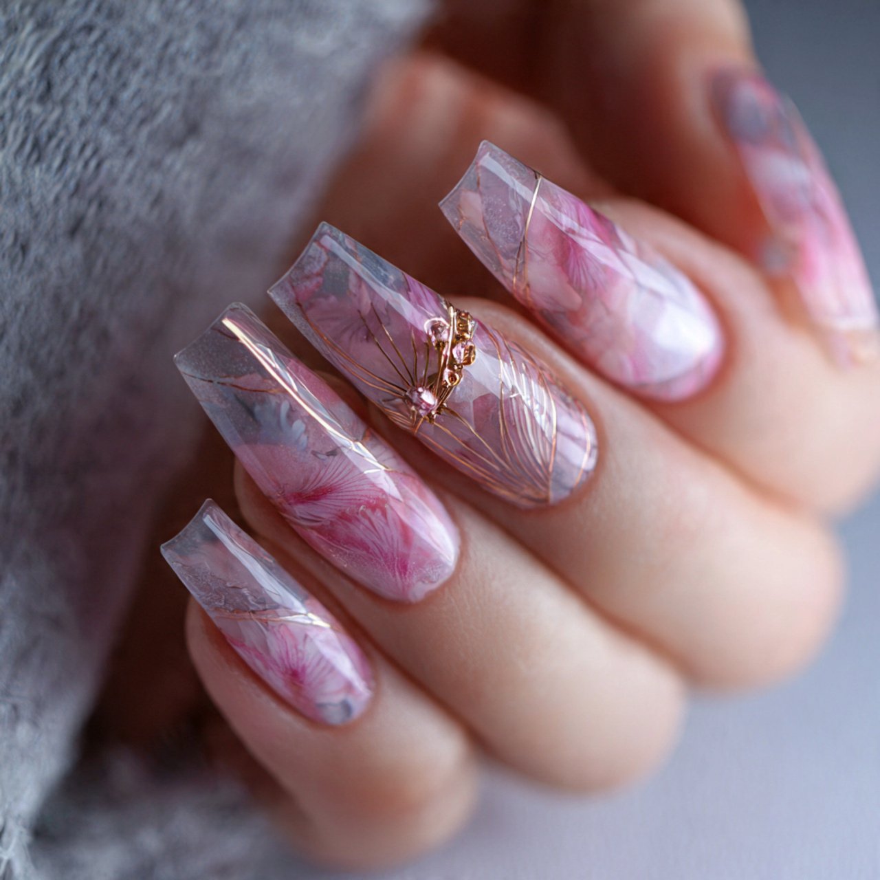 3d abstract gel line nails