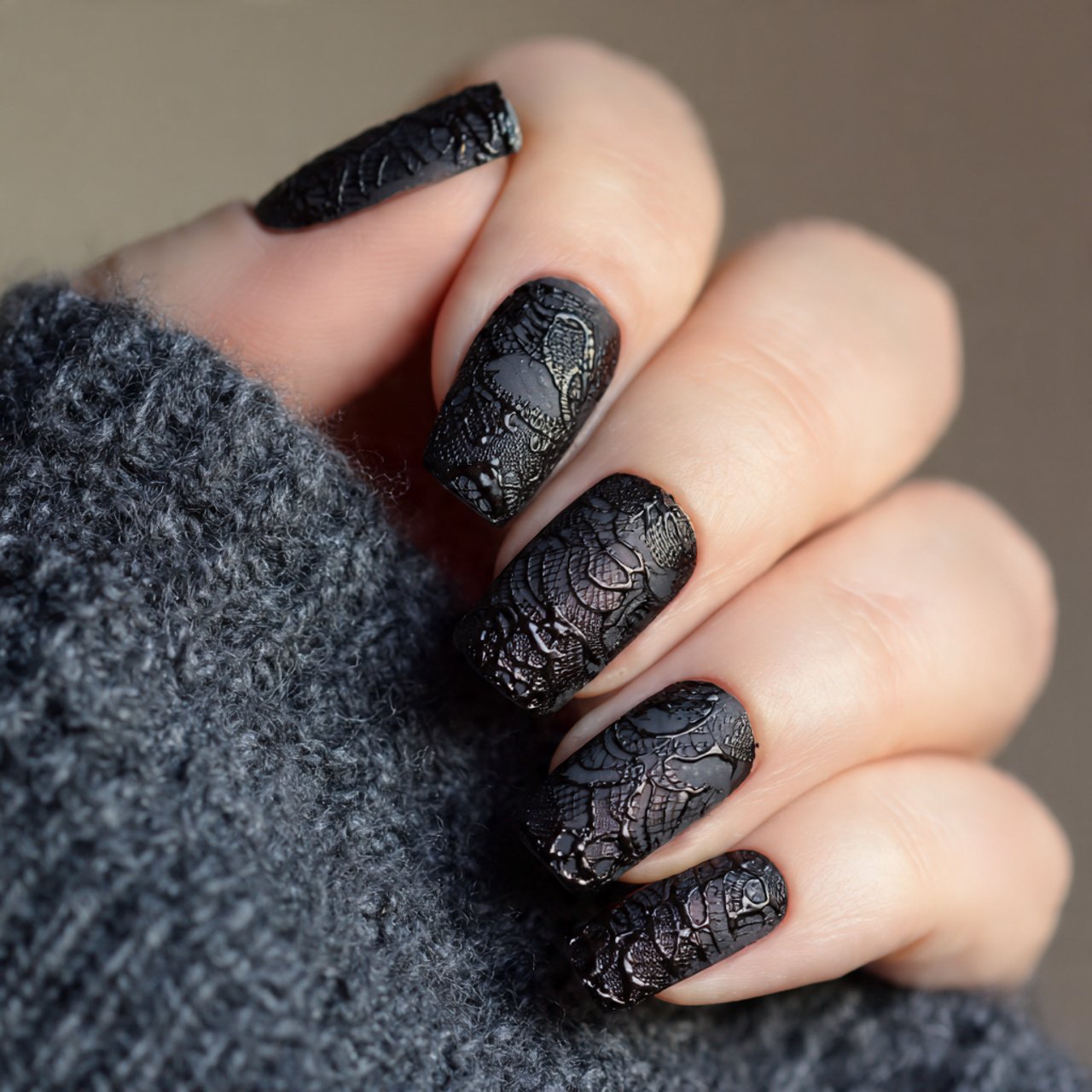 3d lace inspired nails