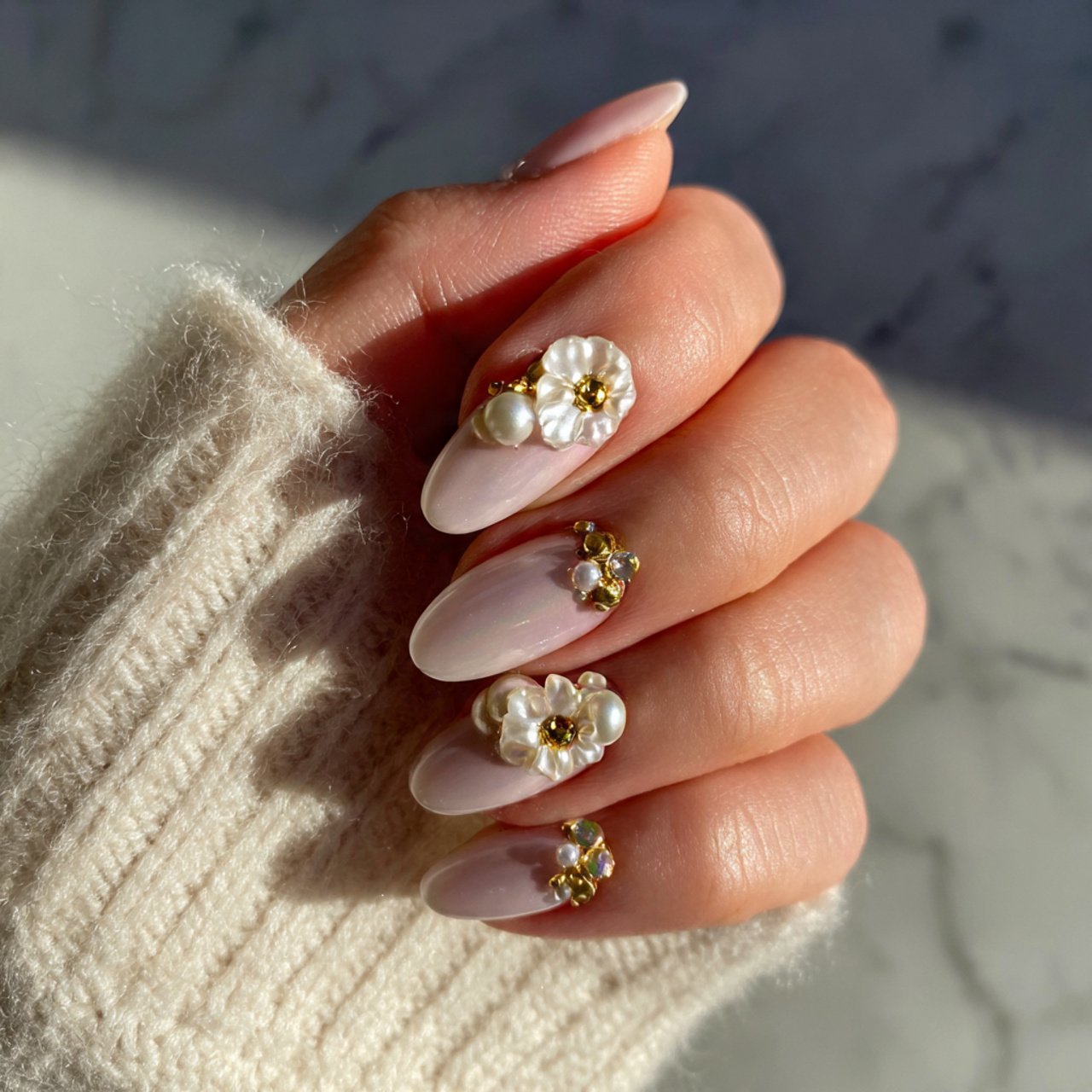 3d pearl accent nails