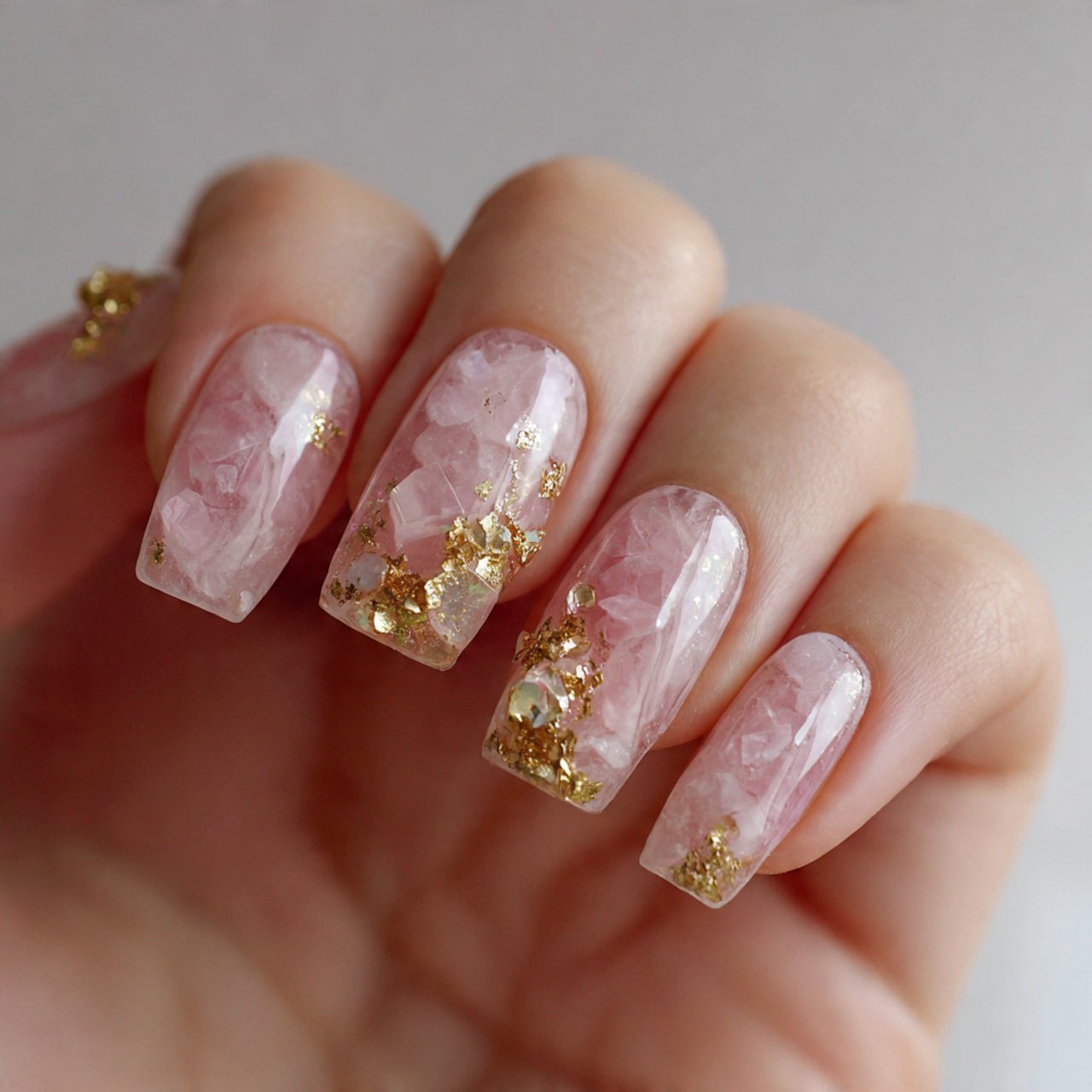 3d rose quartz nails