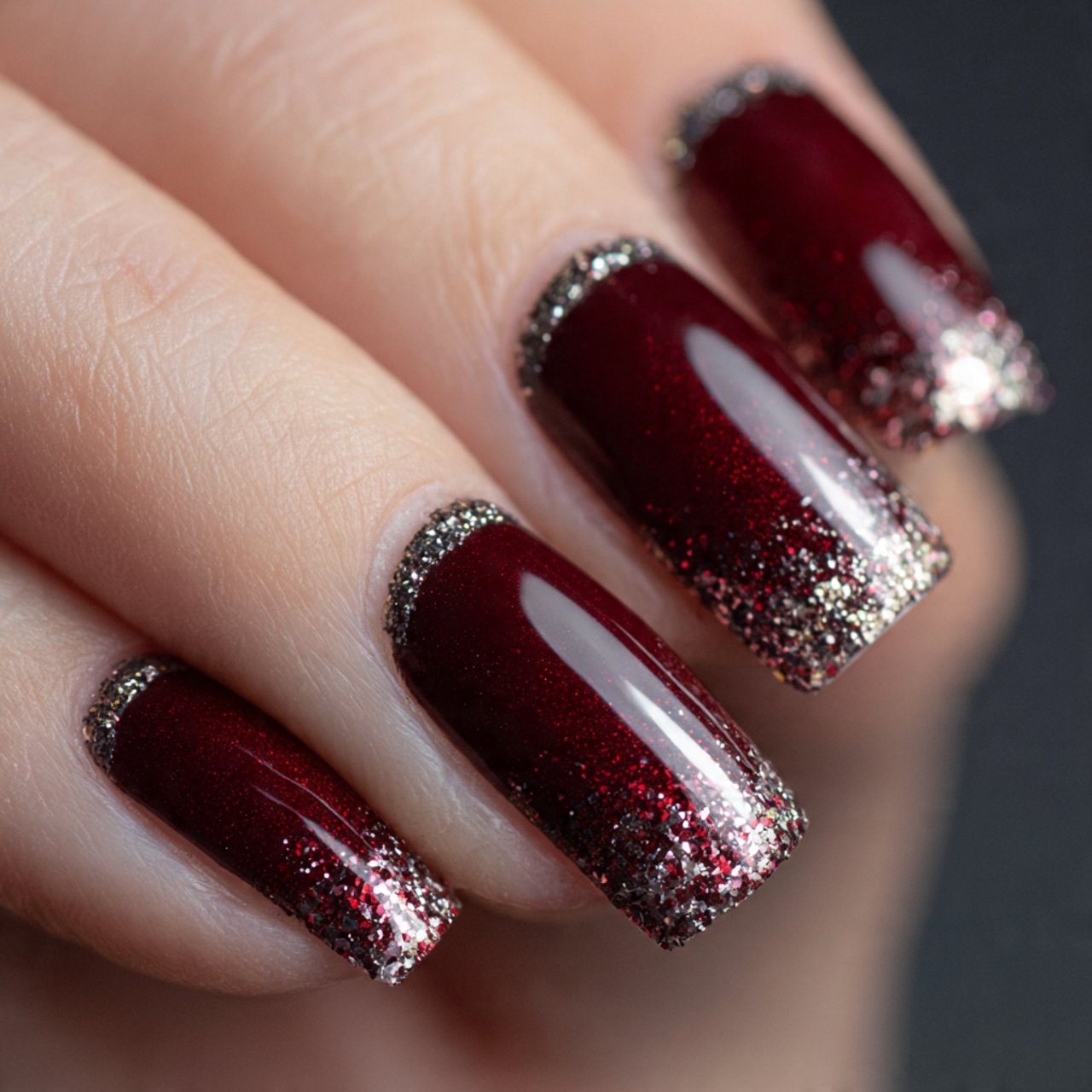 accent glitter tip nails