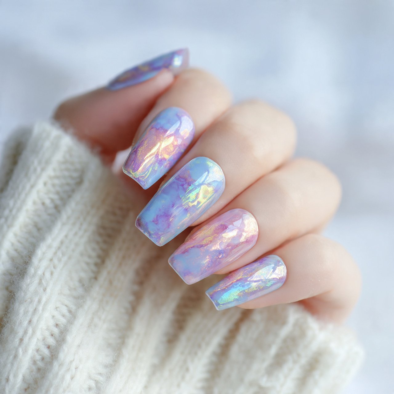 aurora glazed korean nail art nails