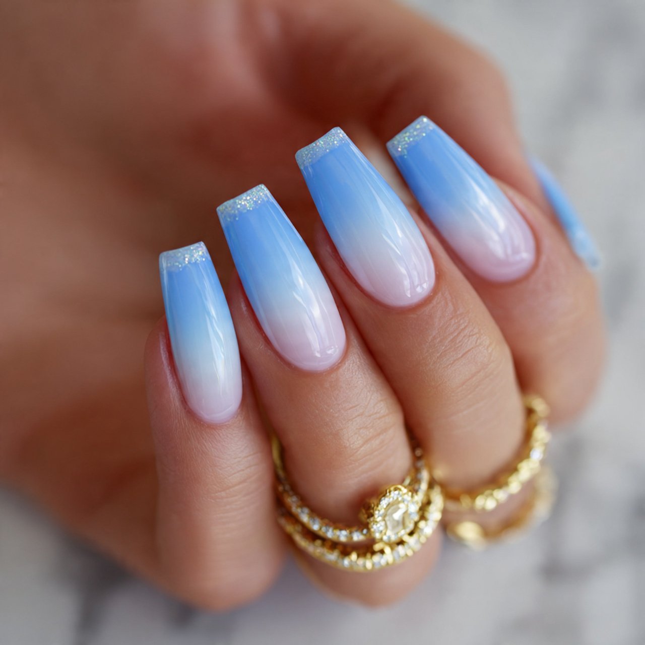 Blue French Tip Nails: 15 Salon-Worthy Ideas That Look Modern, Clean, and Wearable 7 baby blue ombr french nails