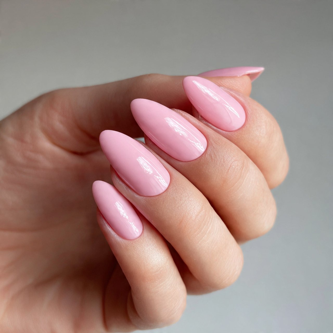 baby pink glazed finish nails