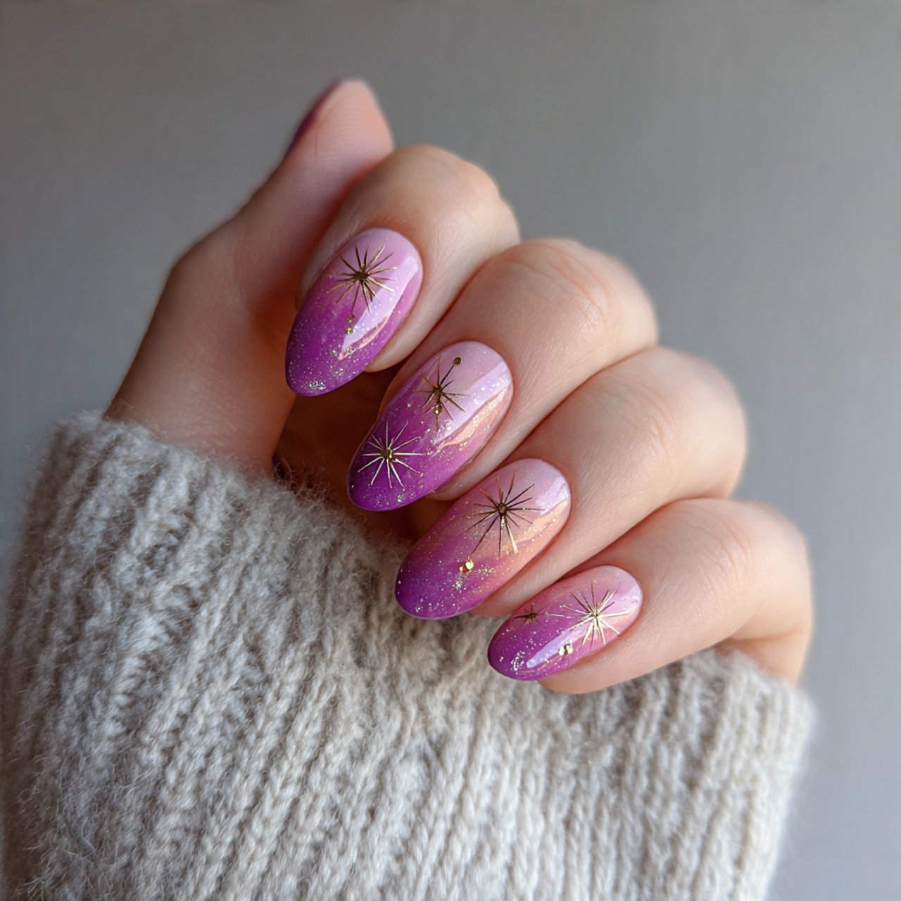 base with tiny starburst accents nails