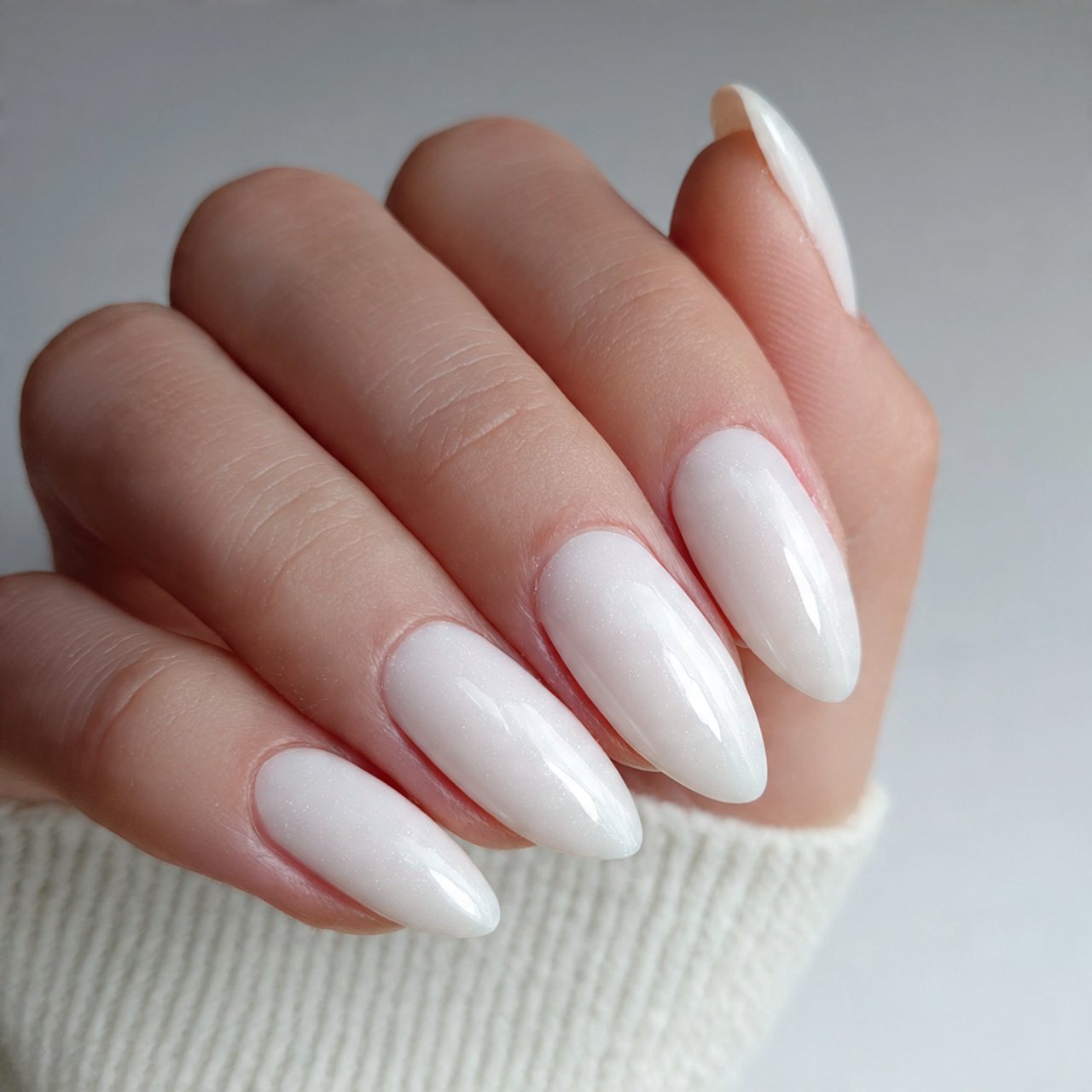 bianco lattiginoso glossy nails