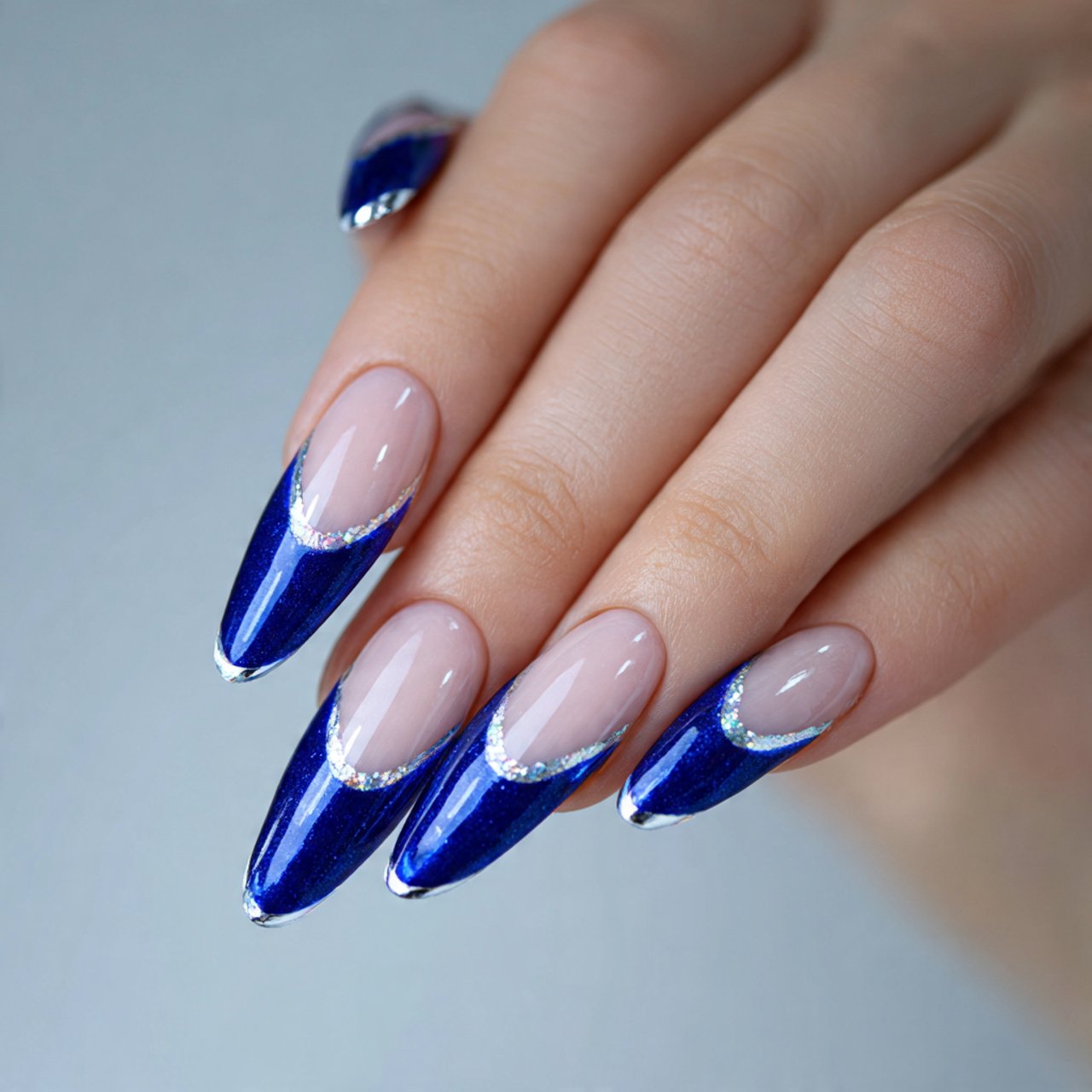 blue aura french nails