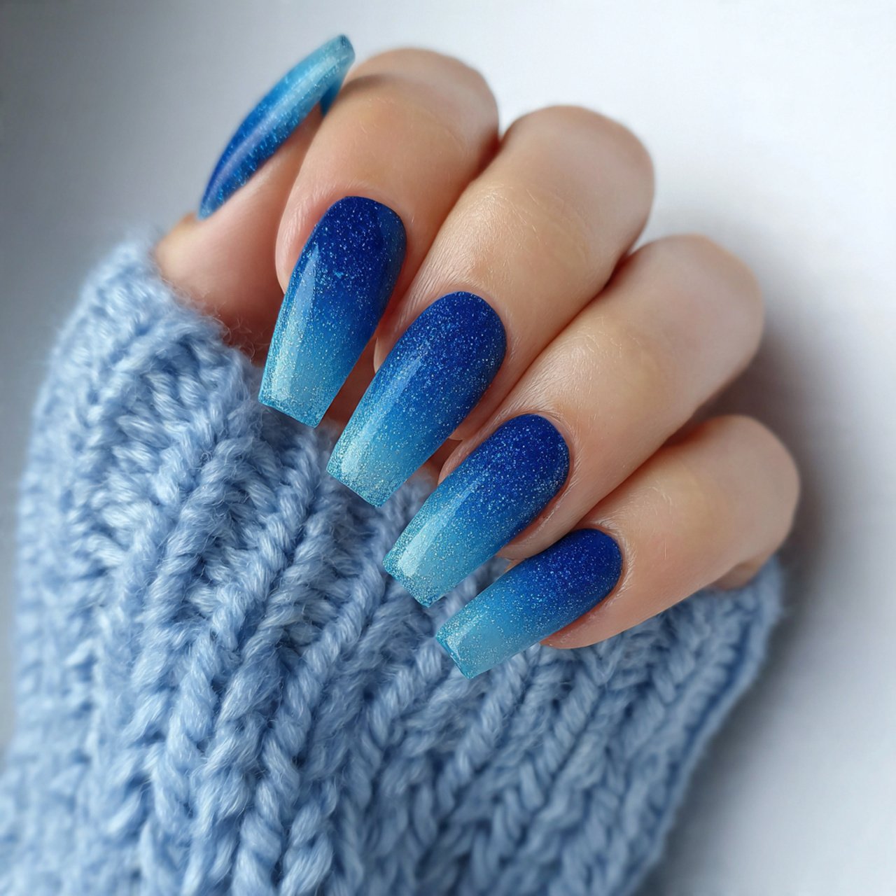 blue aura ombr nails