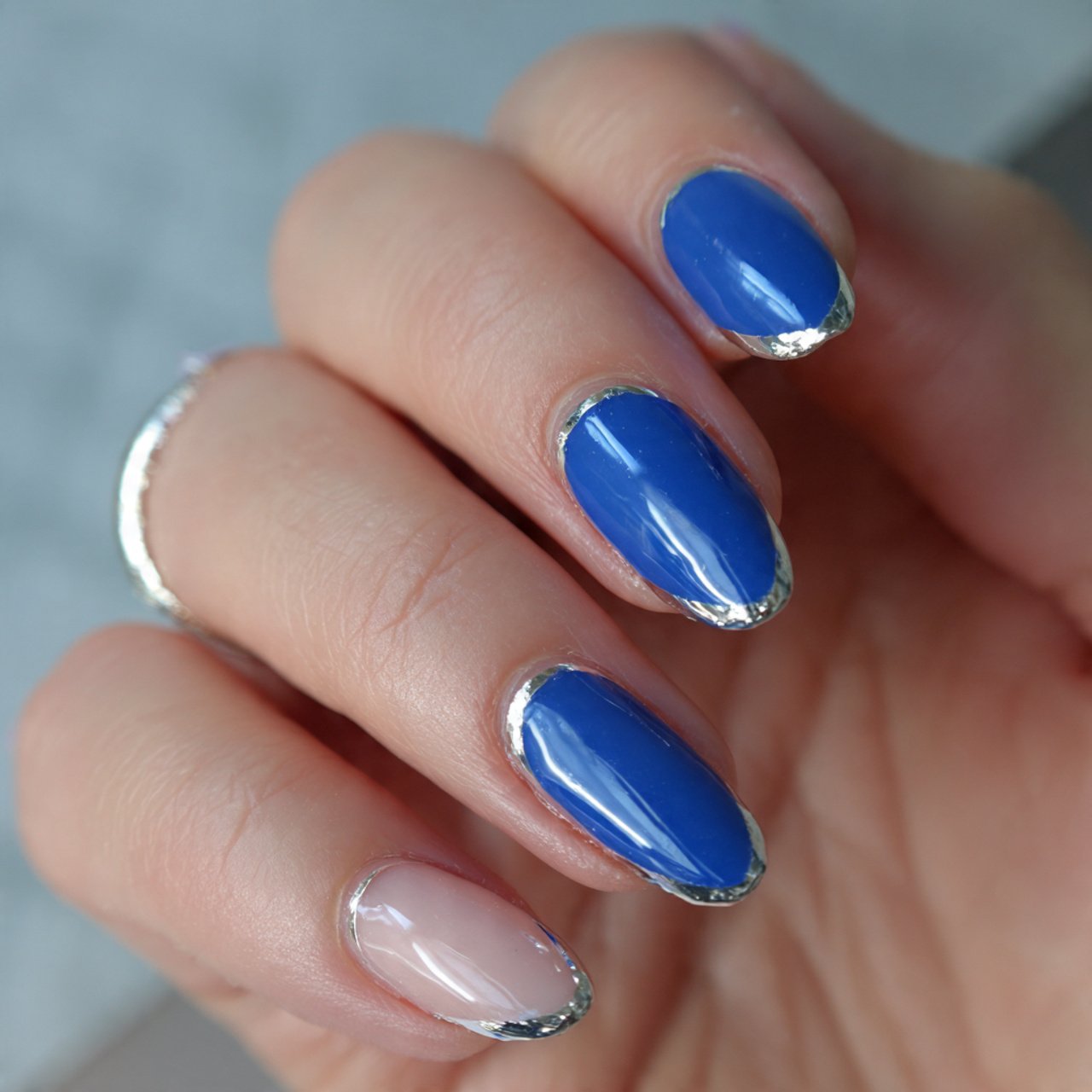Blue French Tip Nails: 15 Salon-Worthy Ideas That Look Modern, Clean, and Wearable 8 blue french tips with silver outline nails