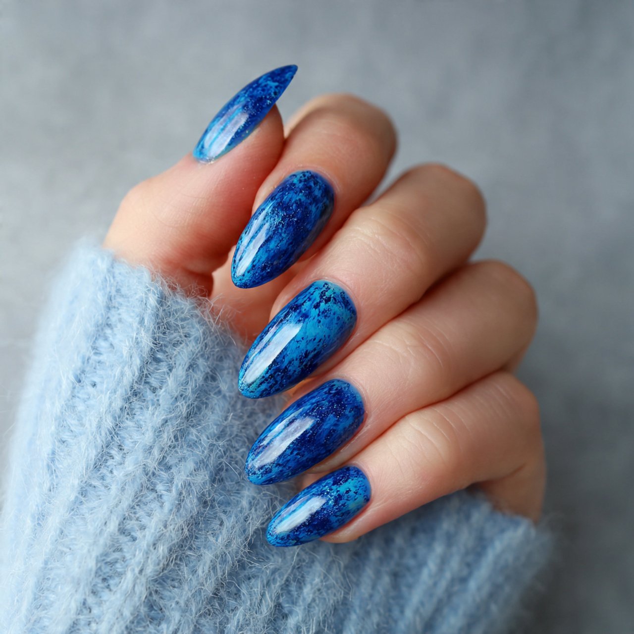 blue glazed nails