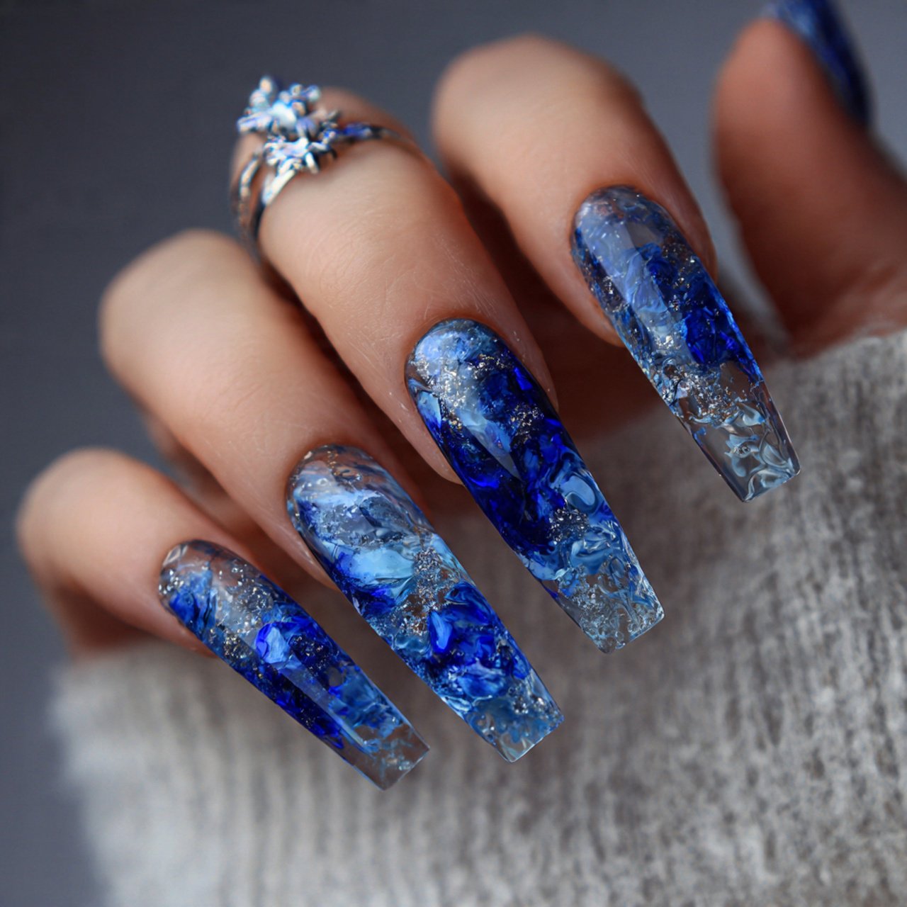 blue jelly acrylic nails