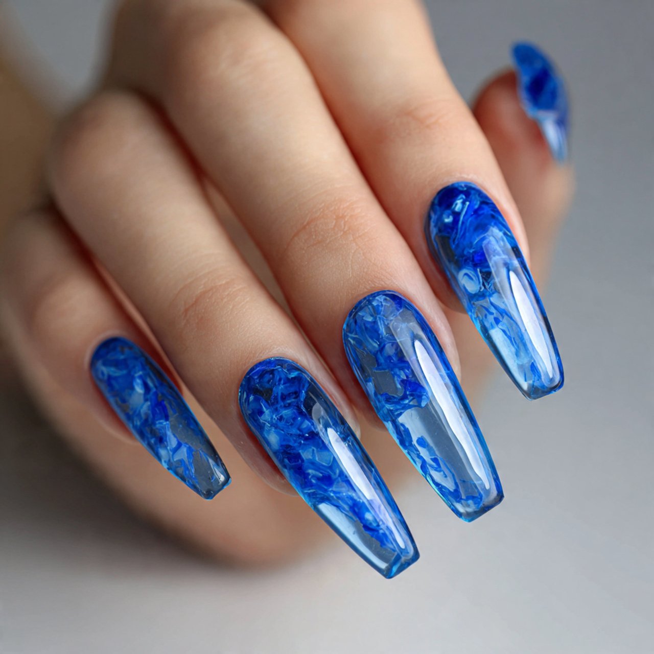 blue jelly nails