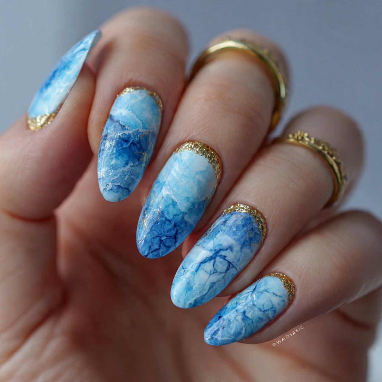 blue marble nails 1