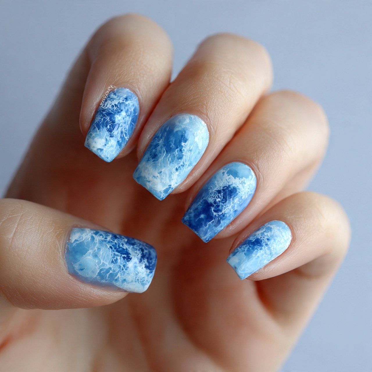 blue marble nails