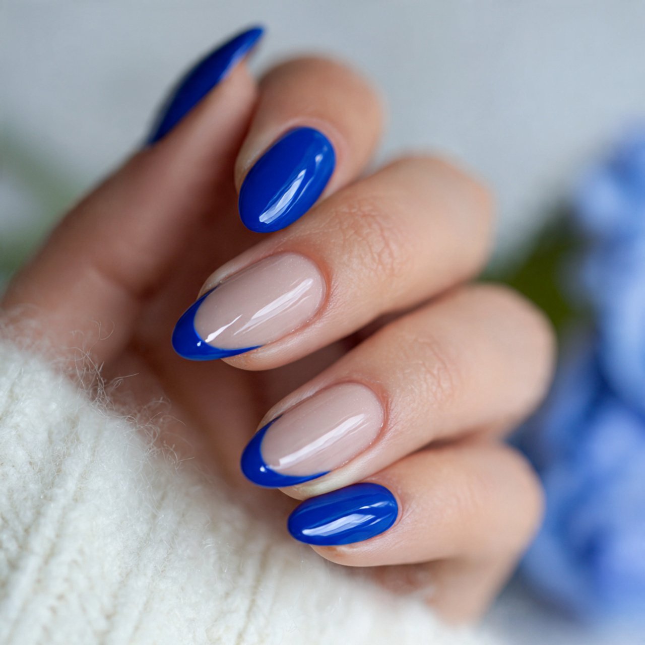 blue micro french nails