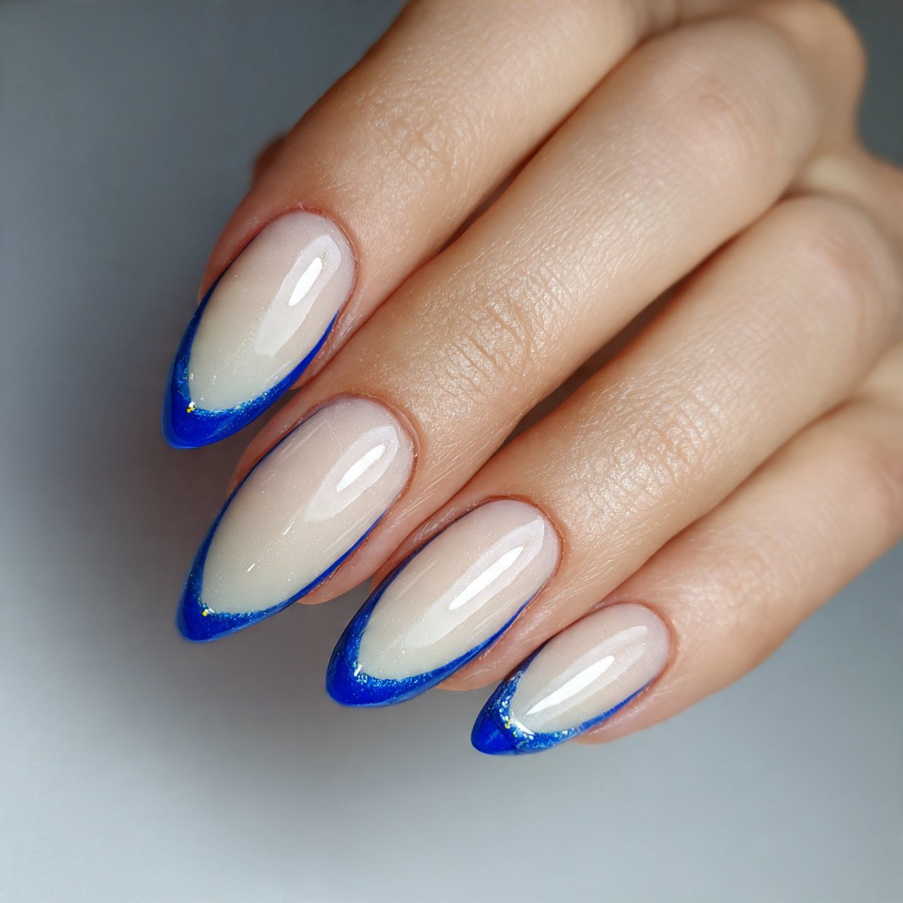 blue side french nails