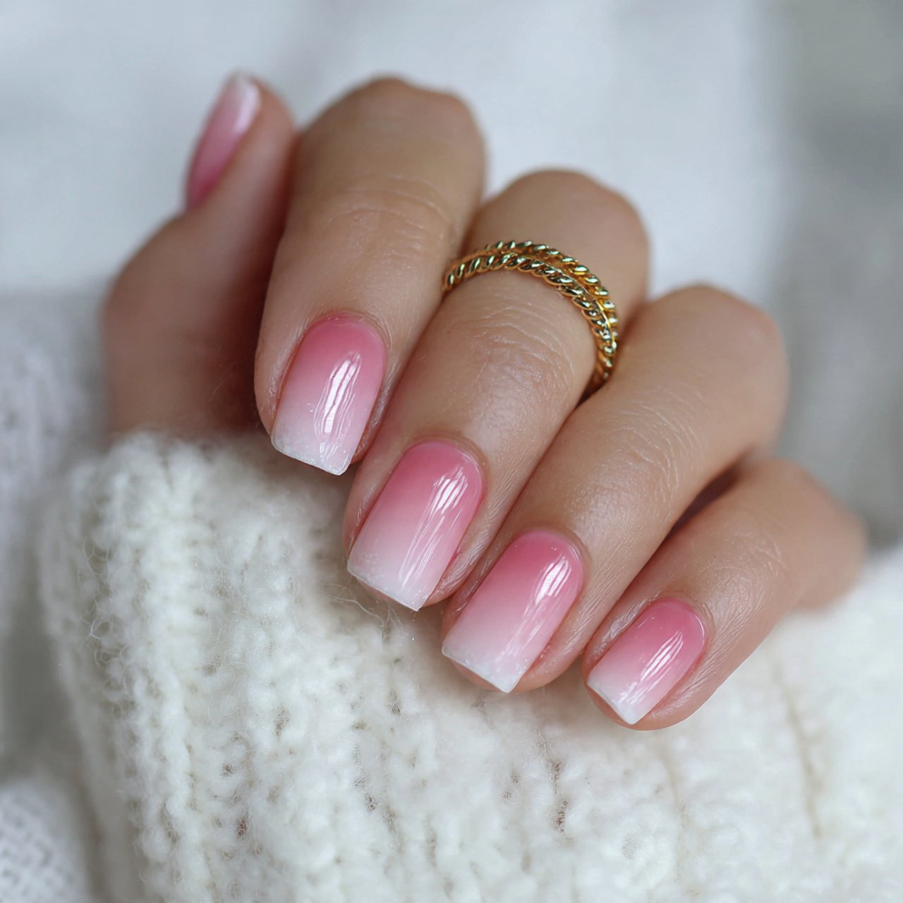 blush gradient ombre nails