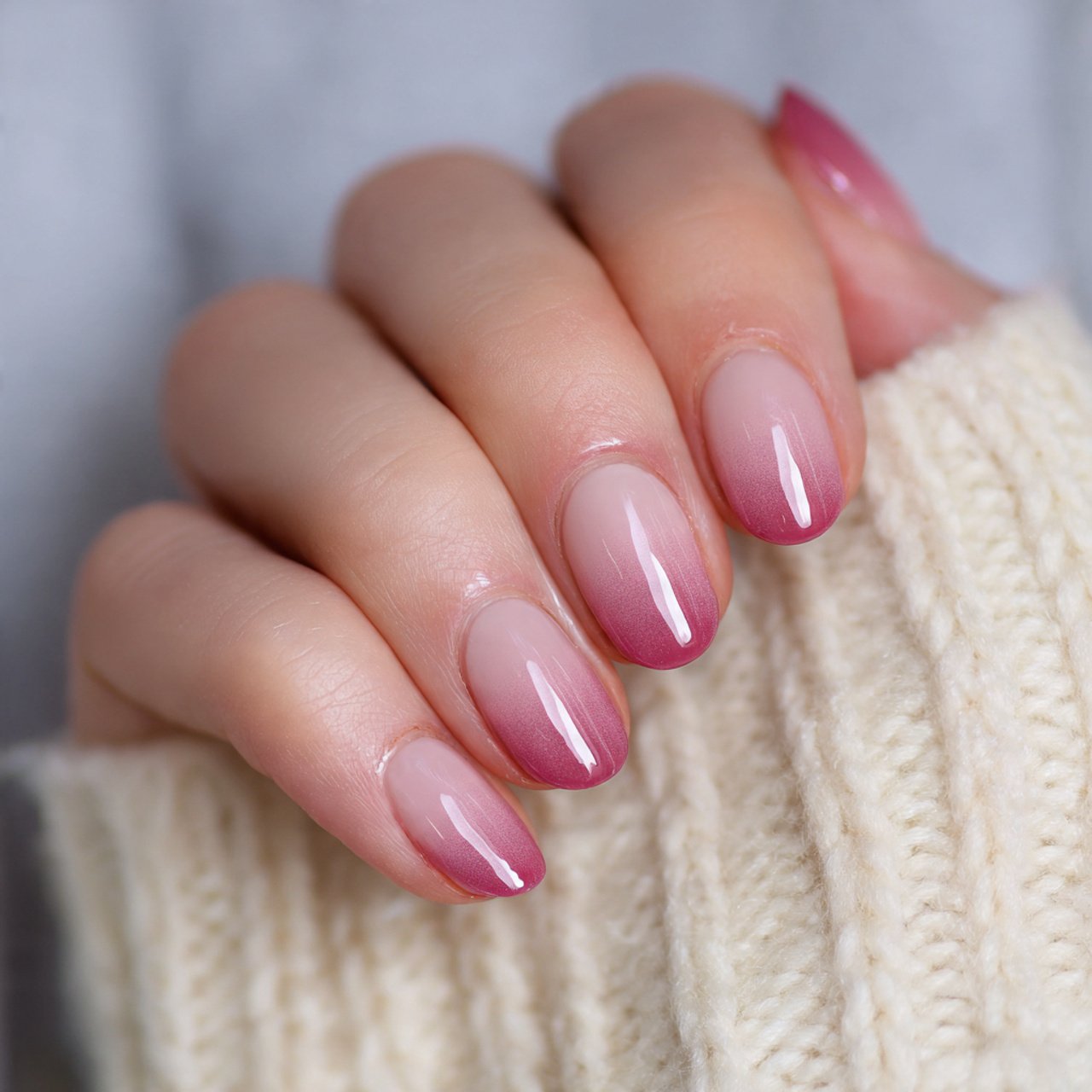 blush ombr casual nails