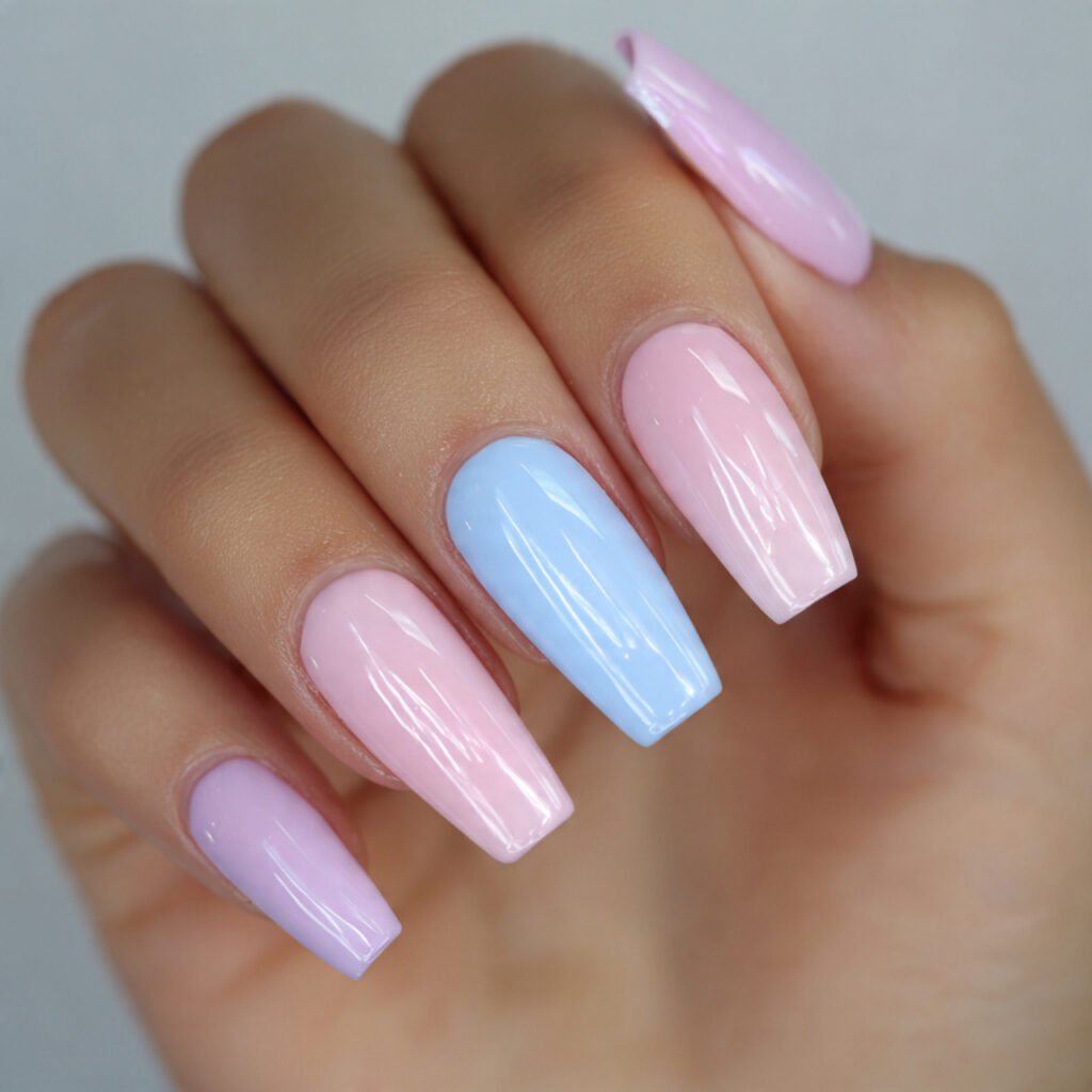 Pink and Blue Nails: 15 Fresh, Wearable Designs That Feel Trendy Without Trying Too Hard 10 blush pink and periwinkle glazed nails 2