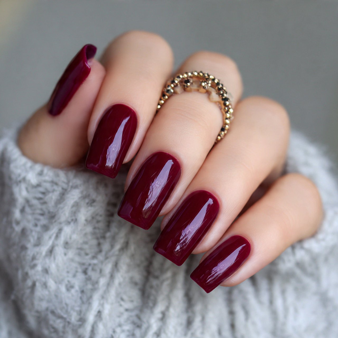 burgundy gloss formal nails