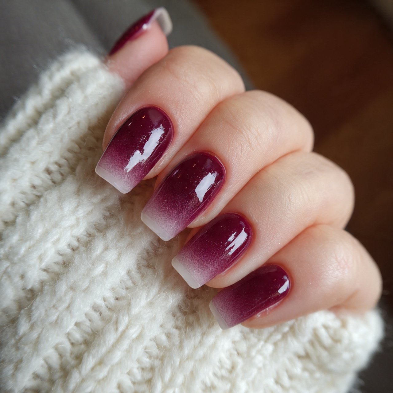 burgundy micro tip acrylic nails