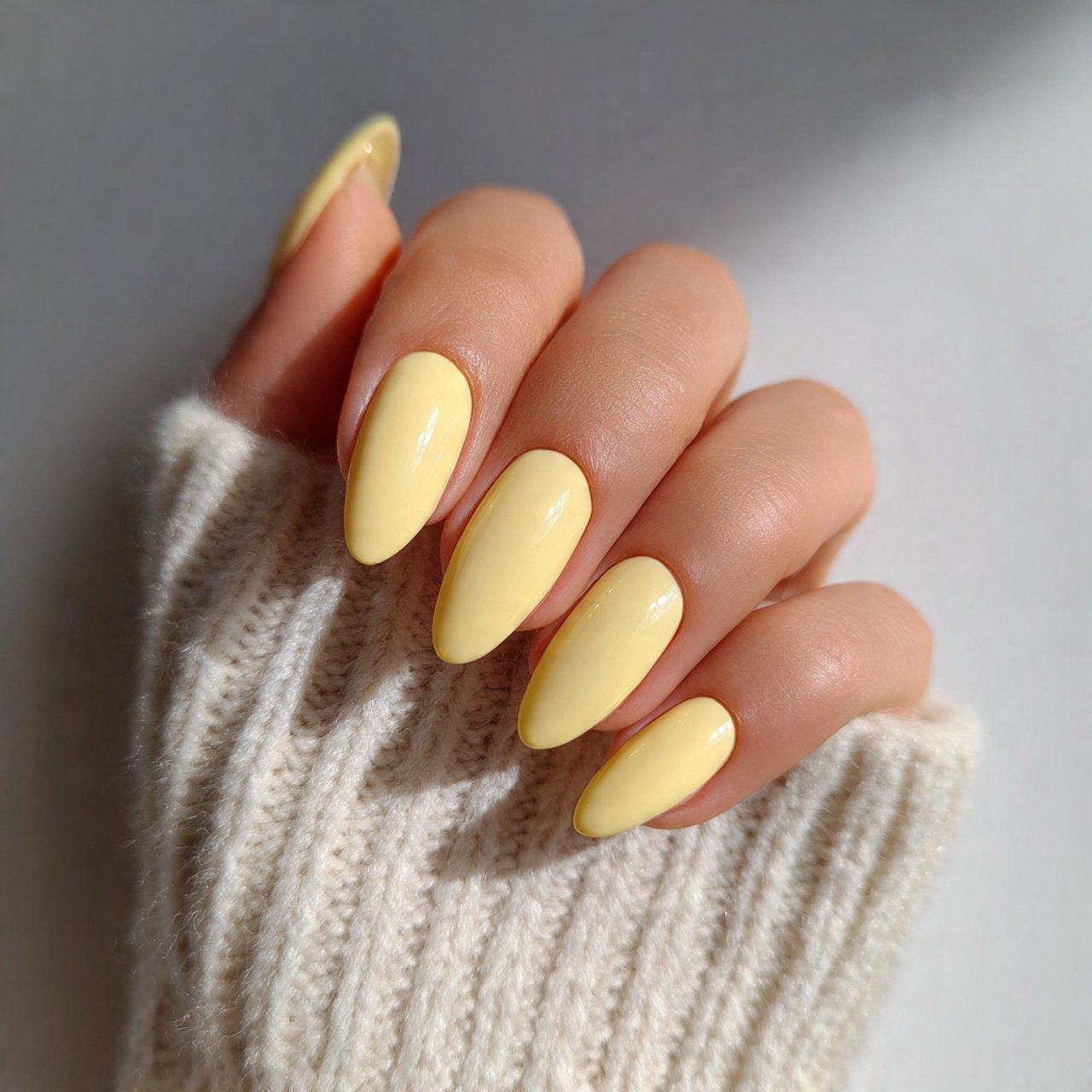 butter yellow glossy nails