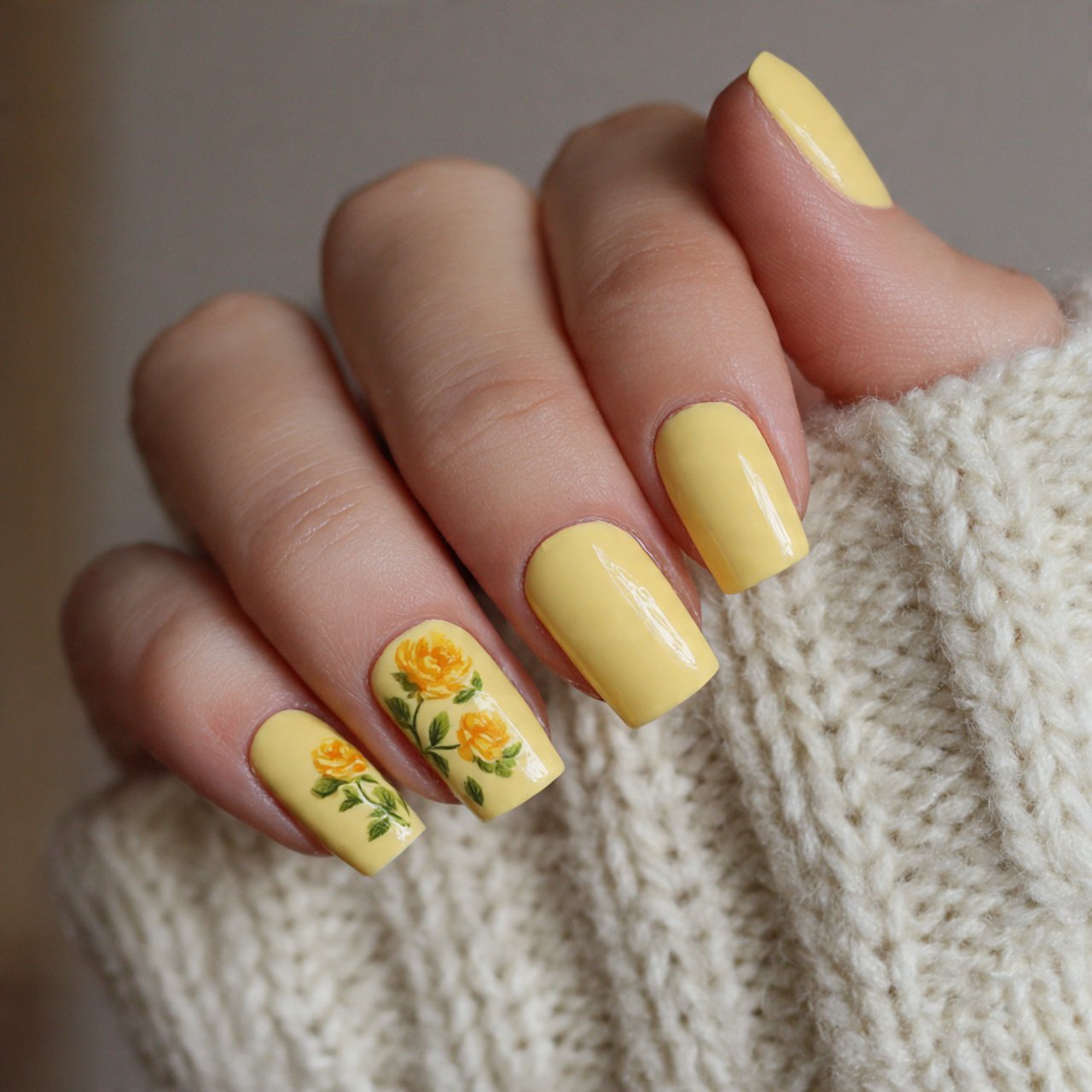 butter yellow hello nails