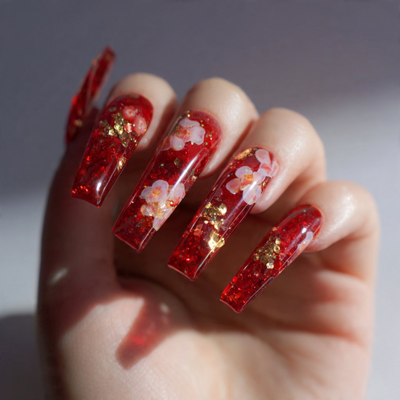 candy red jelly nails