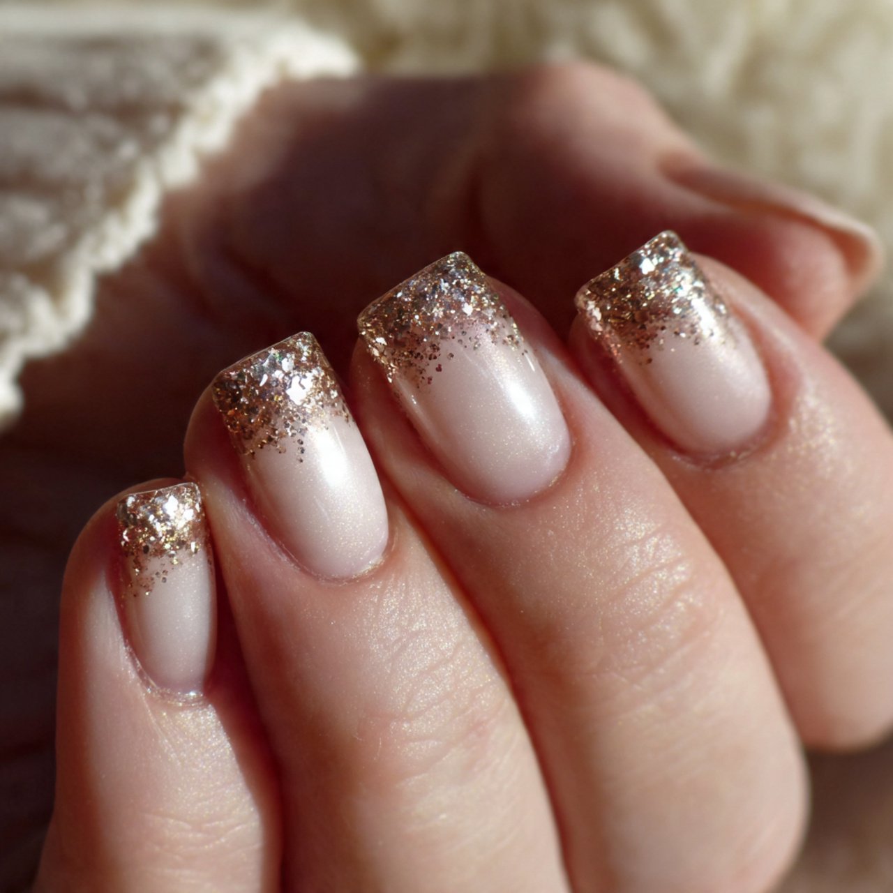 champagne shimmer formal nails
