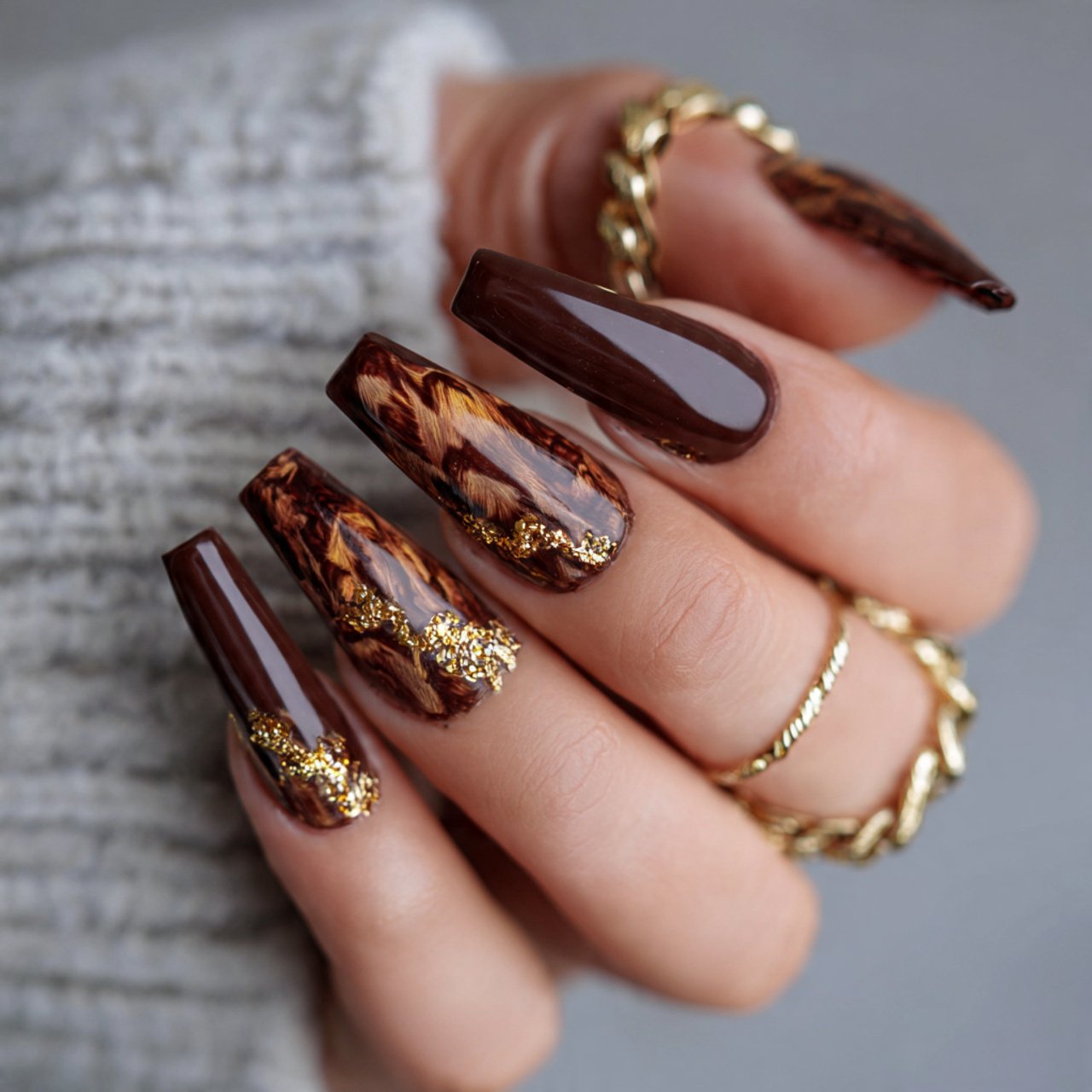 chocolate velvet acrylic nails