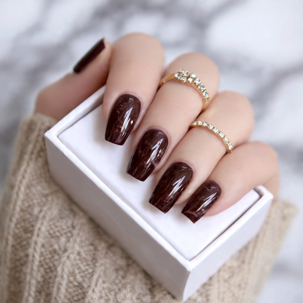 chocolate velvet fake nails