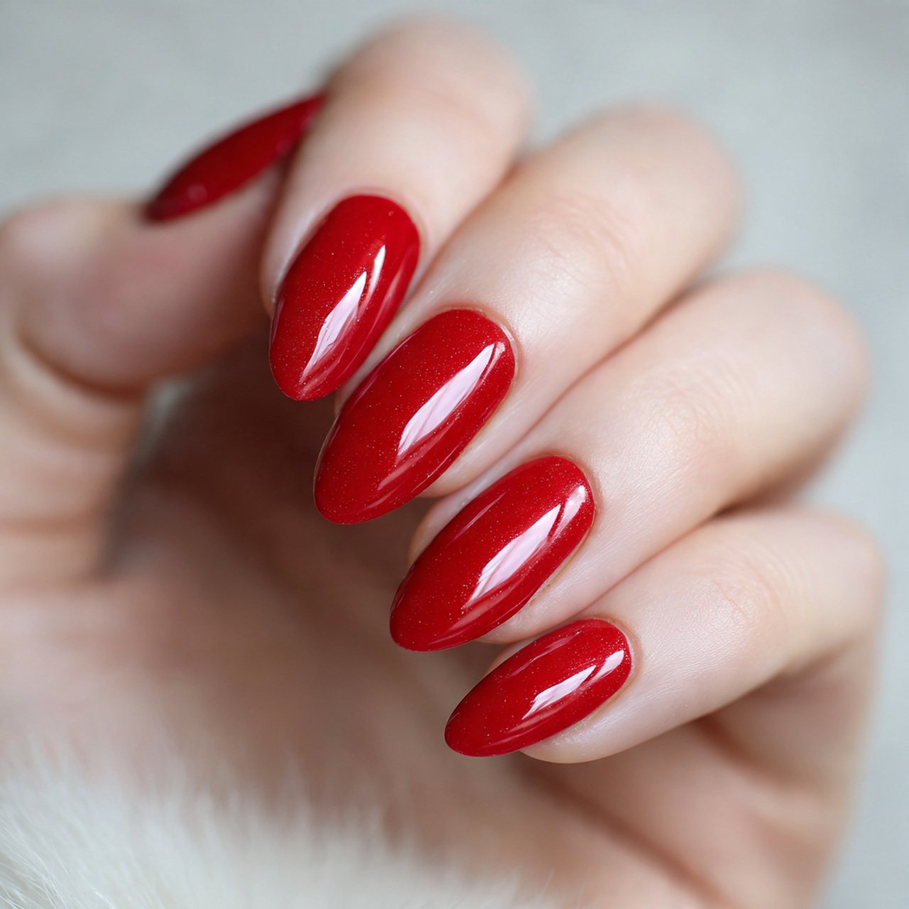 classic glossy candy red xmas nails