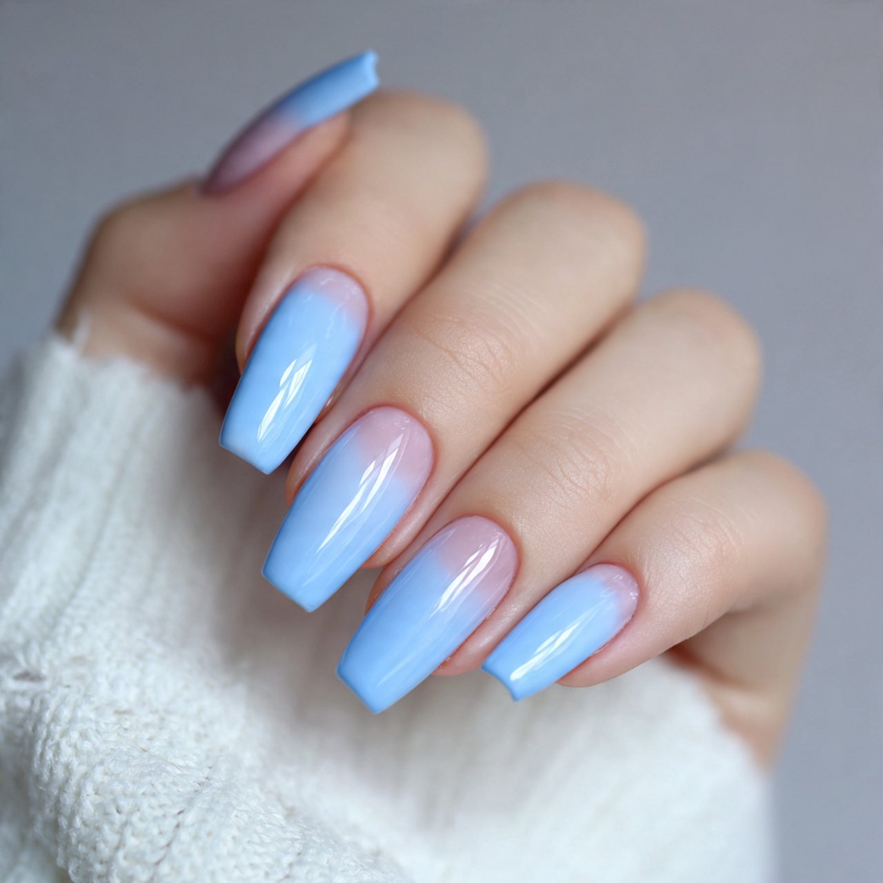 classic sky blue french nails