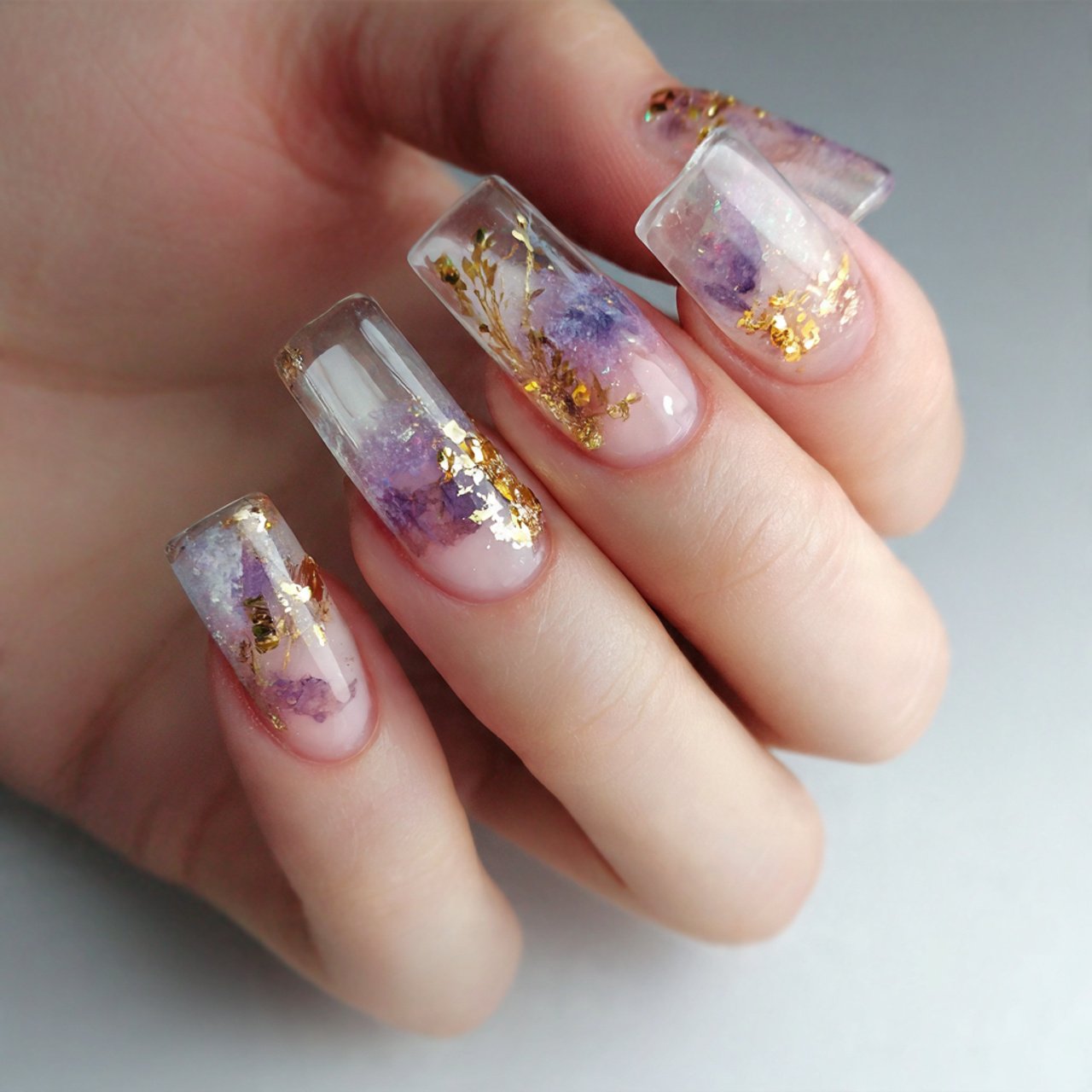 clear glass korean nail art nails
